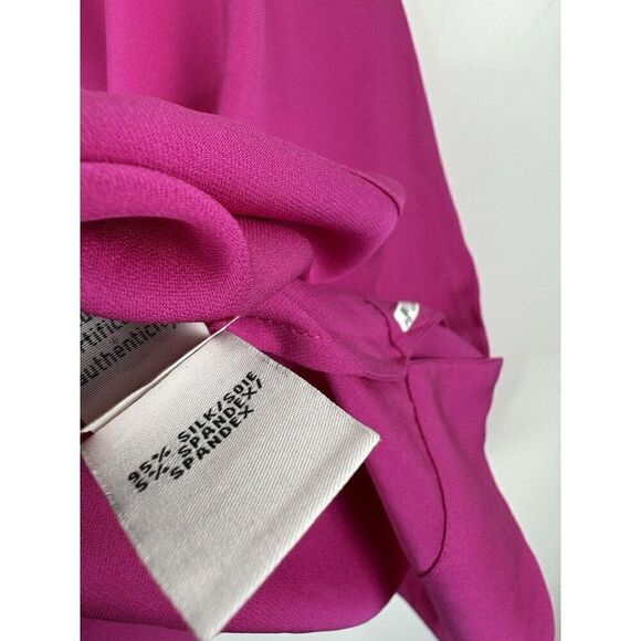 Diane von Furstenberg Small Hanky Crepe Silk Boxy Oversized Blouse Berry - Picture 5 of 7